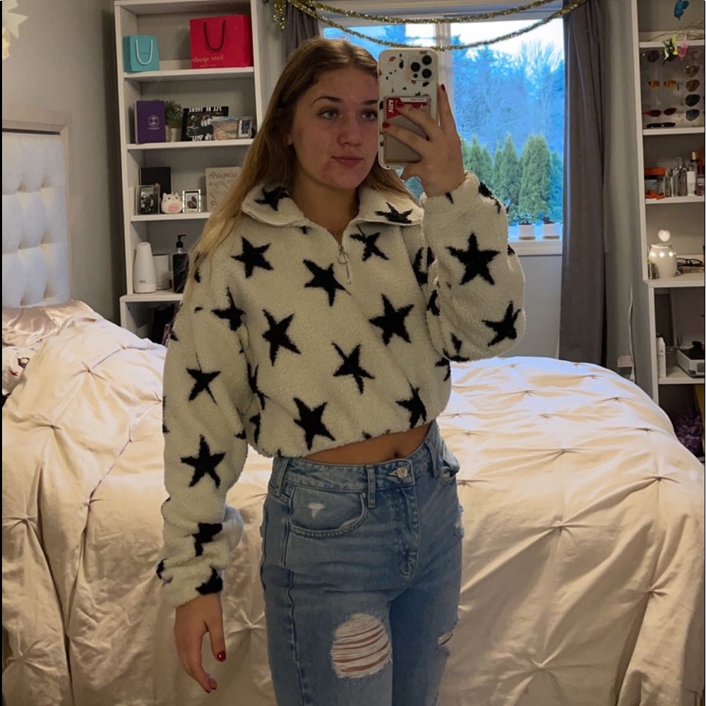 cropped star quarter zip